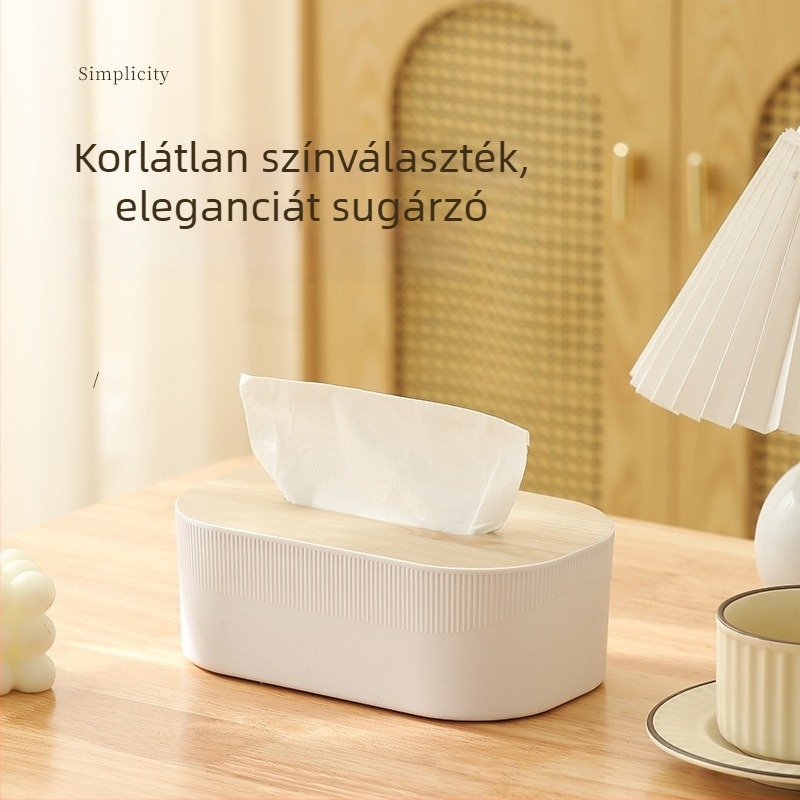 Téglalap alakú asztali papírzsepi tartó tárolóval, elegáns kiegészítő a nappaliba és a fürdőszobába