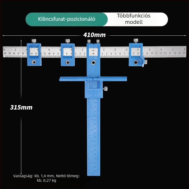 Többfunkciós ács-eszköz ajtófogantyú lyukak jelölésére és furására