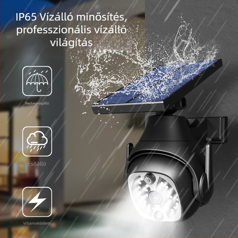 Napelemes kültéri falikar mozgásérzékelővel, IP65 vízálló, kertre és erkélyre