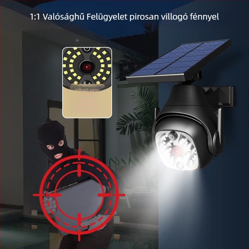 Napelemes kültéri falikar mozgásérzékelővel, IP65 vízálló, kertre és erkélyre