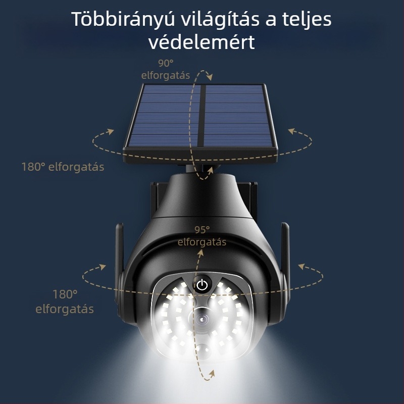 Napelemes kültéri falikar mozgásérzékelővel, IP65 vízálló, kertre és erkélyre