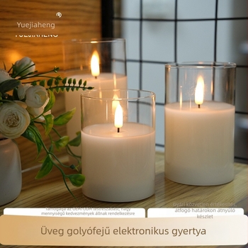 3D LED távirányítós elektronikus gyertya lámpa, paraffin üveggel dekoráció