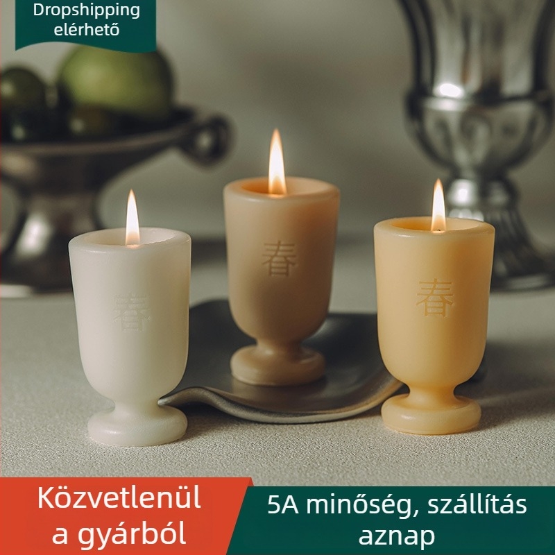 Újévi pohár alakú illatos gyertya, nappali- és előszoba dekoráció, illatos ajándék