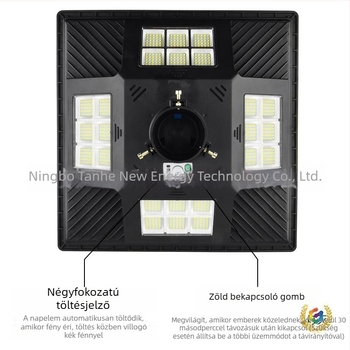 Virág alakú 4-LED napelemes falikar, kültéri vízálló, kert vagy udvar sétányvilágítás, távirányító