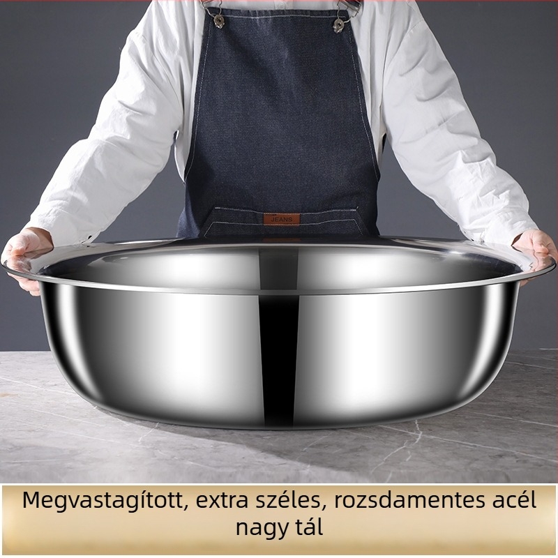 Mágneses rozsdamentes acél medence, extrán vastag, nagy kapacitás mosáshoz, fürdéshez, zöldségmosáshoz és tészta dagasztásához, otthoni használatra