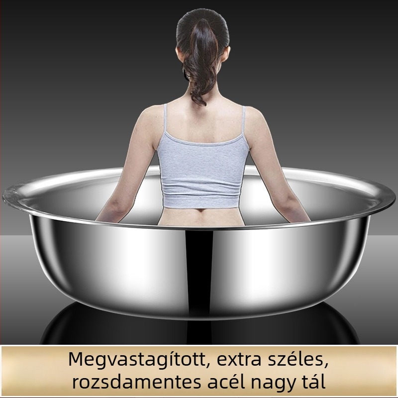 Mágneses rozsdamentes acél medence, extrán vastag, nagy kapacitás mosáshoz, fürdéshez, zöldségmosáshoz és tészta dagasztásához, otthoni használatra