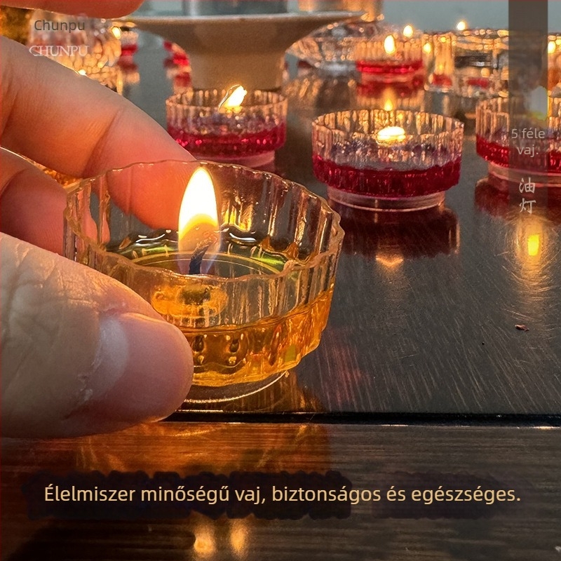 Fuyao lótusz vajlámpa Buddhának, 4 órás, füstmentes