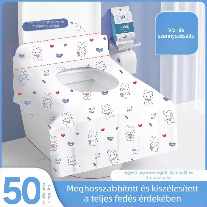 Egyszer használatos vécéülőke fedő, egyedi csomagolás, extra vastag, teljes lefedés, szülés utáni használatra, utazásokhoz, szállodákba és üzleti utakhoz