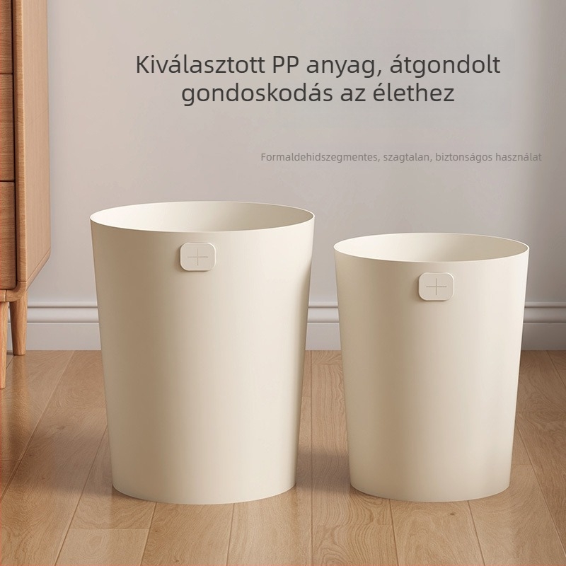 Kerek műanyag szemetes fedél nélkül, 12 literes kapacitással, otthoni használatra: konyha, fürdőszoba, hálószoba, nappali, kollégium és iroda.