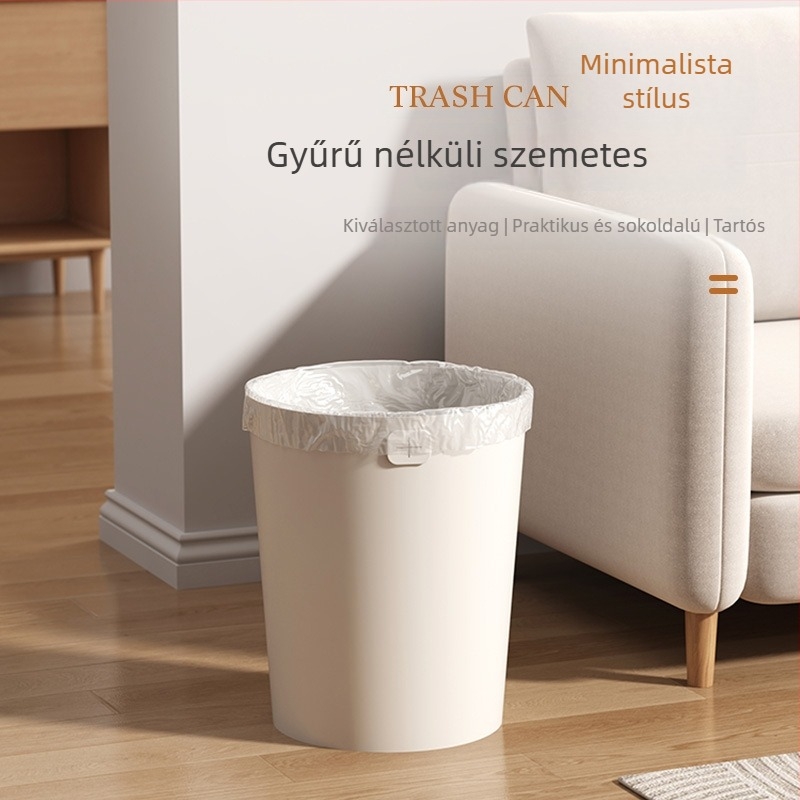 Kerek műanyag szemetes fedél nélkül, 12 literes kapacitással, otthoni használatra: konyha, fürdőszoba, hálószoba, nappali, kollégium és iroda.