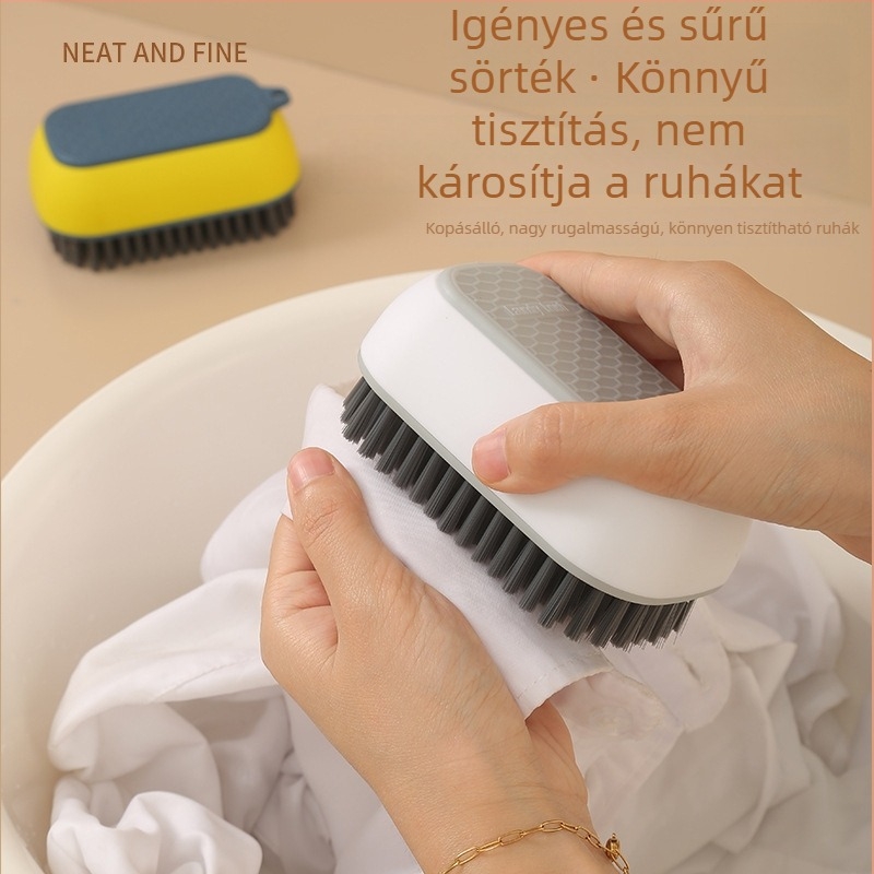 Otthoni hosszú nyeletű cipőtisztító ecset, akasztóval, műanyag fejű, többfunkciós tisztító ecset kontrasztos színekben, puha sörtékkel