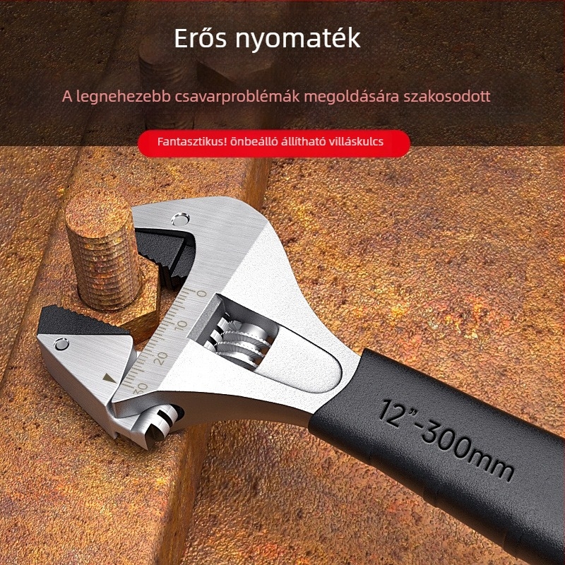 Állítható kulcs racsival és önzáró funkcióval, univerzális, többfunkciós fürdőszobai eszköz nagy nyílással