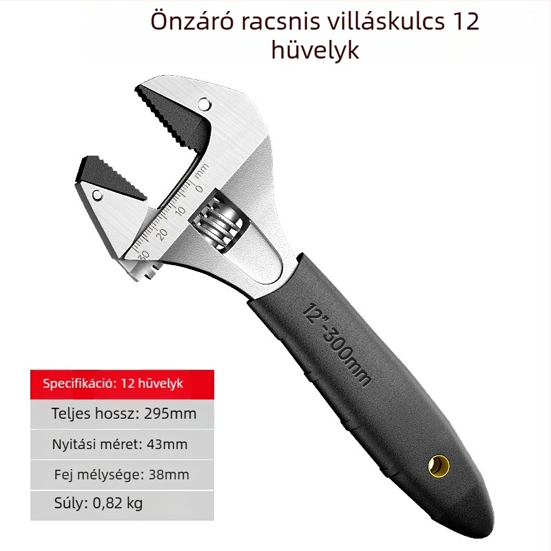Állítható kulcs racsival és önzáró funkcióval, univerzális, többfunkciós fürdőszobai eszköz nagy nyílással