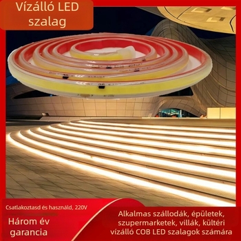 220V-os COB LED szalag, vízálló kültéri szilikoncsík medencéhez