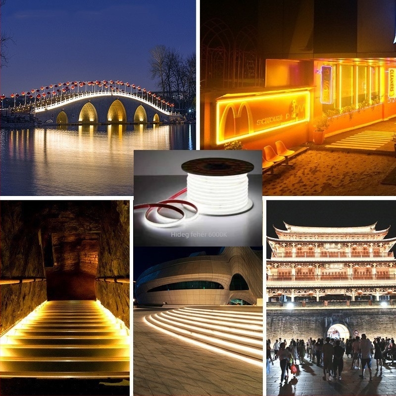 220V-os COB LED szalag, vízálló kültéri szilikoncsík medencéhez