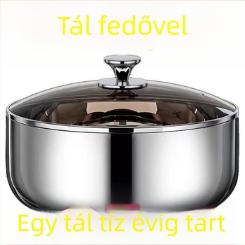 Fedeles rozsdamentes acél tál, élelmiszer-minőségű, kerek keverőtál tészta és tojás készítéséhez
