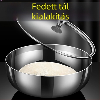 Fedeles rozsdamentes acél tál, élelmiszer-minőségű, kerek keverőtál tészta és tojás készítéséhez