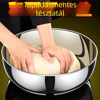 Fedeles rozsdamentes acél tál, élelmiszer-minőségű, kerek keverőtál tészta és tojás készítéséhez