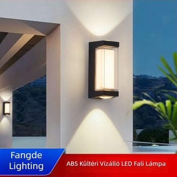 ABS kültéri LED vízálló falikar, IP65, 12 LED, 3000K, 120° fénysugár, 85-265V, műanyag ház, 0,5 kg, modern falvilágítás beltéri és kültéri használatra