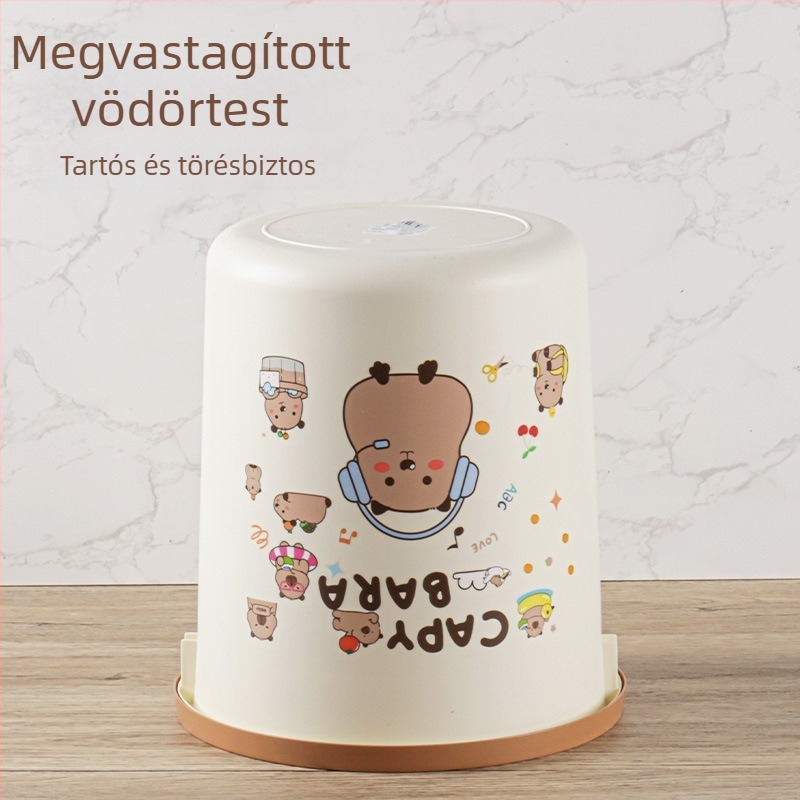 Fedél nélküli szemetes, modern stílusú, nagy kapacitású, otthoni használatra a konyhában, hálószobában és a fürdőszobában; aranyos és kreatív nyomógyűrű-dizájnnal.