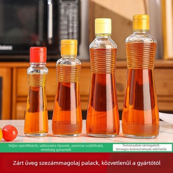 Átlátszó, vastag falú üveg olajtartó háztartási használatra, zárható és szivárgásmentes, szezáolajhoz, szójaszószhoz és ecethez