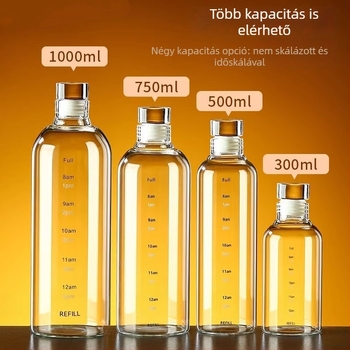 Magas boroszilikátüveg – palack alkoholfogyasztáshoz és teaolaj tárolására, zárható, élelmiszer-minőségű, 300/500/750/1000 ml
