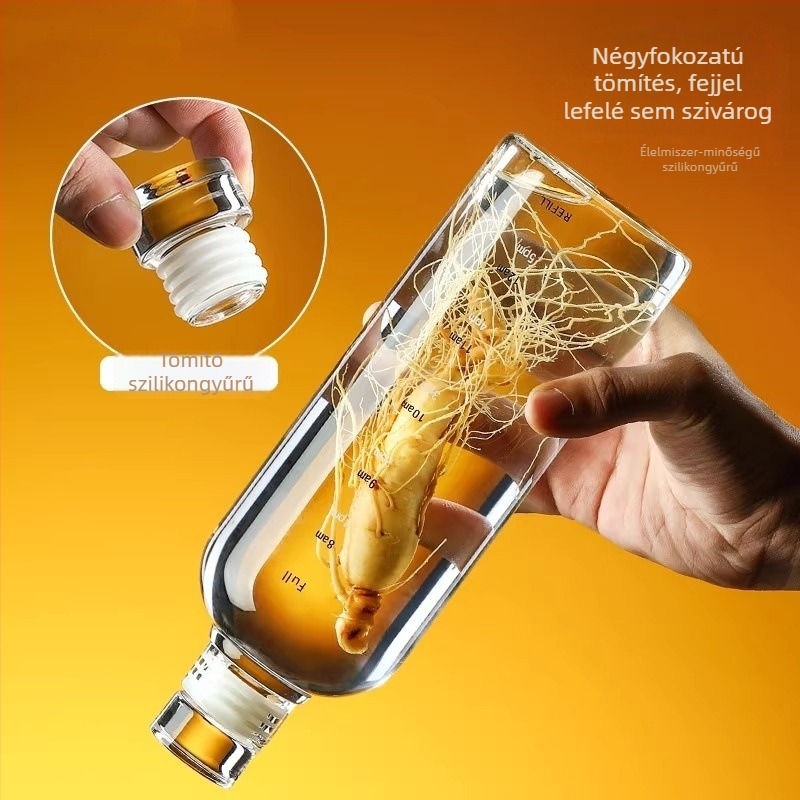 Magas boroszilikátüveg – palack alkoholfogyasztáshoz és teaolaj tárolására, zárható, élelmiszer-minőségű, 300/500/750/1000 ml