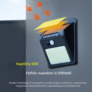 20 LED-es napelemes falikar mozgásérzékelővel, udvarra, IP66 vízálló