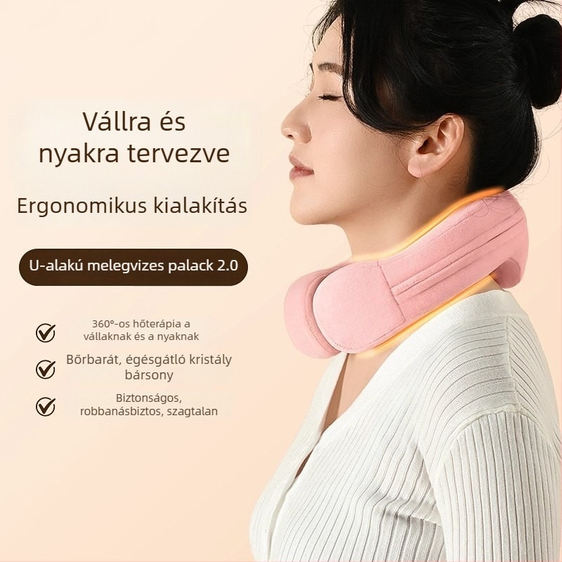 U-alakú melegvíz-tartály a nyaki gerinc melegítéséhez, vízzel töltött melegítő, nyakhoz akasztható, vastagított robbanásbiztos párna
