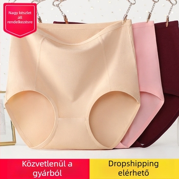 Női pamut magas derekú alsónemű, plus méret, egyszínű