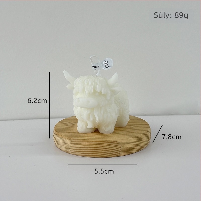 3D tehén alakú illatos gyertya – kézzel készített szójaviasz, dekoratív figurka fotózásra