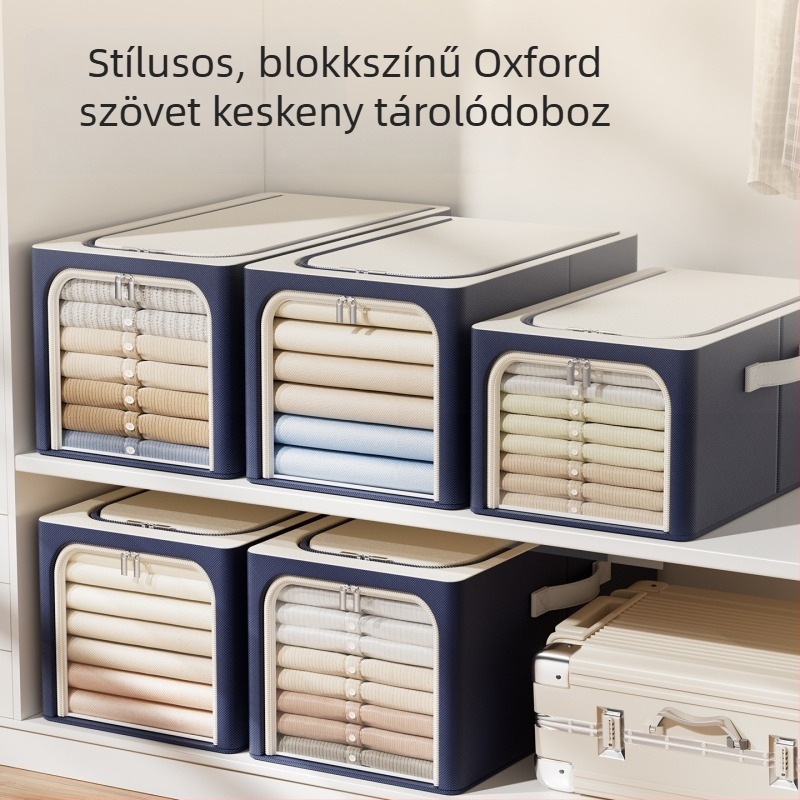 Összecsukható textil tároló doboz ruhákhoz, gardrób rendező, többfunkciós tároló