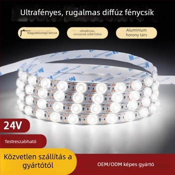 3030 diffúziós LED-szalag 48 LED-del, környezeti lineáris világítás, 24V, magas fényerő, vágás LED-enként, alacsony feszültség, 18W/m, 12 mm szélesség, vízálló, CRI 90