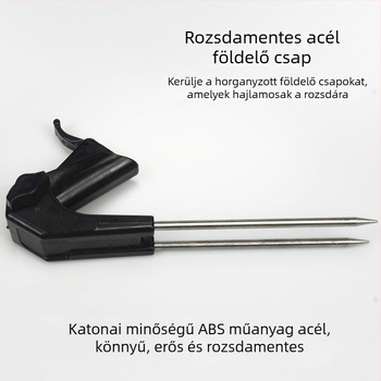 Rozsdamentes acél horgászbot tartó, kihúzható, földbe szúrható talppal