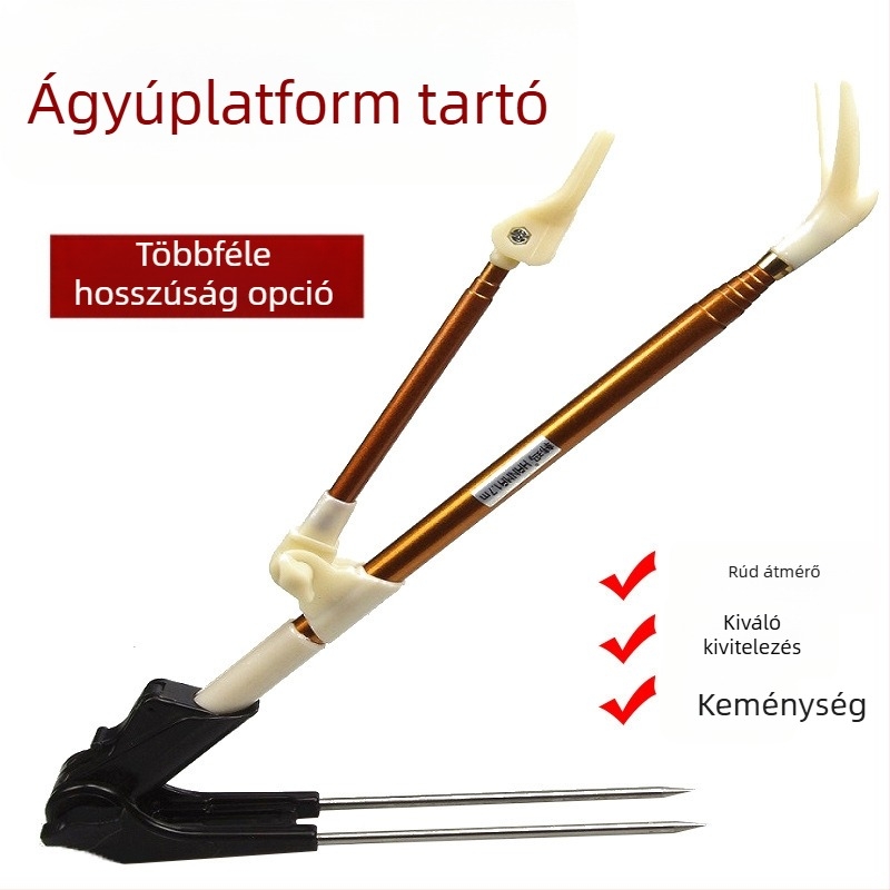 Rozsdamentes acél horgászbot tartó, kihúzható, földbe szúrható talppal
