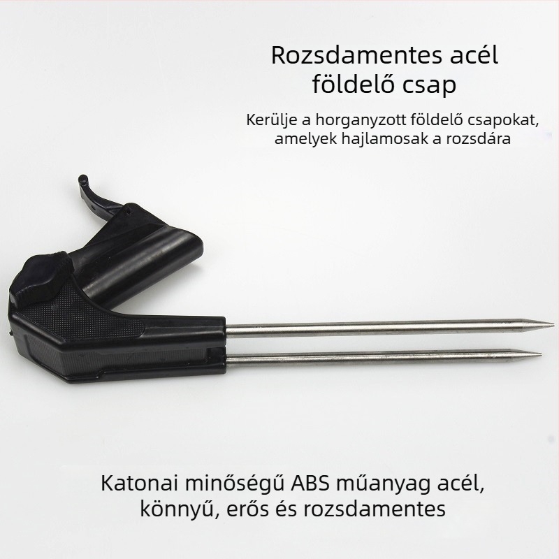 Rozsdamentes acél horgászbot tartó, kihúzható, földbe szúrható talppal