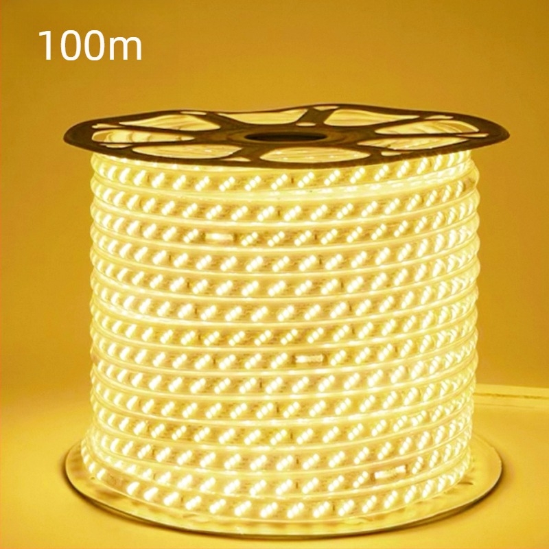 220V külső vízálló LED-szalag 2835, ön tapadós, otthoni dekorációhoz, mennyezet és külső fal világításához