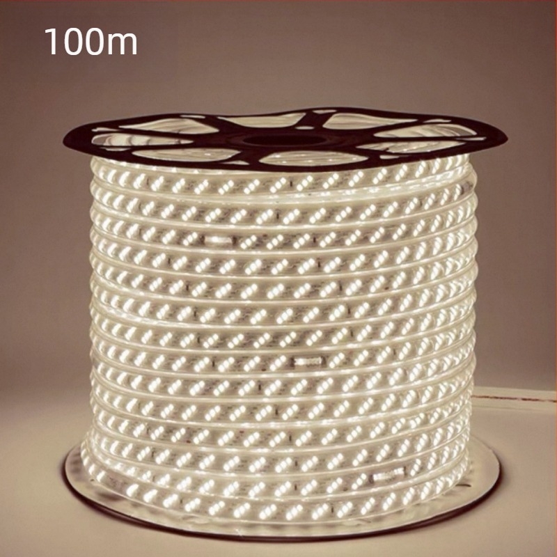 220V külső vízálló LED-szalag 2835, ön tapadós, otthoni dekorációhoz, mennyezet és külső fal világításához