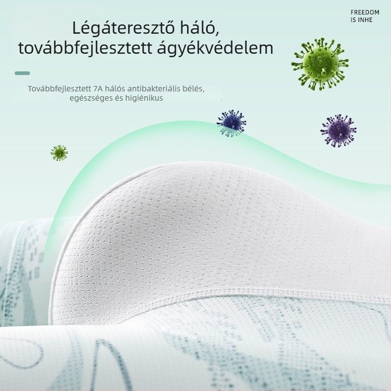 Férfi Ice Silk boxeralsók poliészterből, középmagas derekú, lélegző, 7A antibakteriális kezelés, geometriai mintázat, nyár