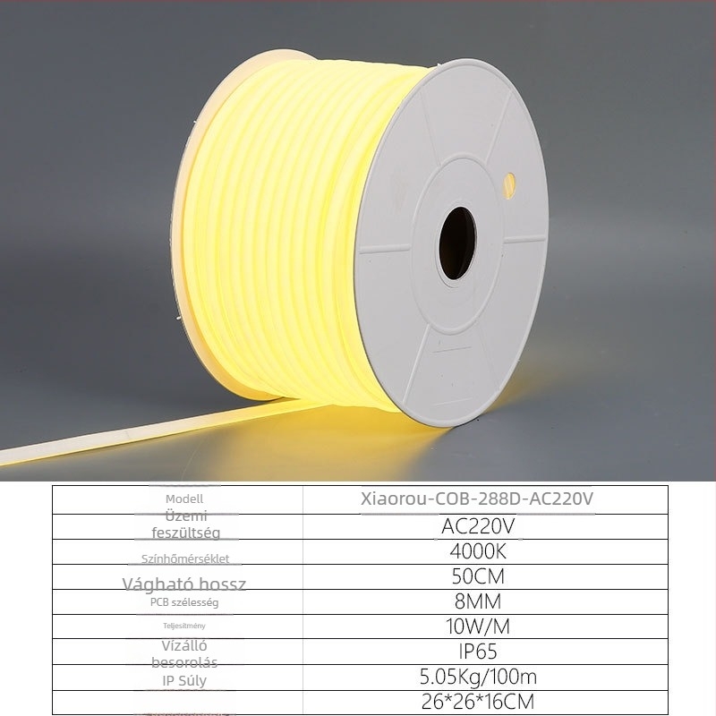 COB LED szalag 220V, magasfeszültségű, vízálló lineáris fény a nappali és a hálószoba mennyezetére