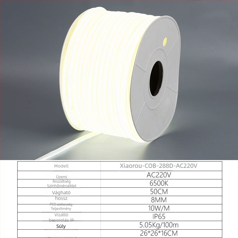 COB LED szalag 220V, magasfeszültségű, vízálló lineáris fény a nappali és a hálószoba mennyezetére