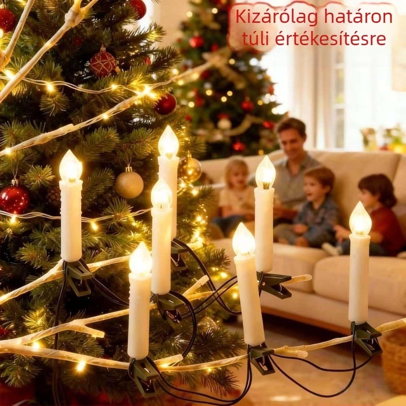 LED gyertyafények karácsonyi hangulathoz, karácsonyfa díszítéséhez, beltéri éjjeli fény