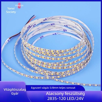 24V belső LED-szalag, 10 m tekercs, 120 LED 2835, 3000K/4000K/6500K, 120° fénysugár, beépített telepítéshez