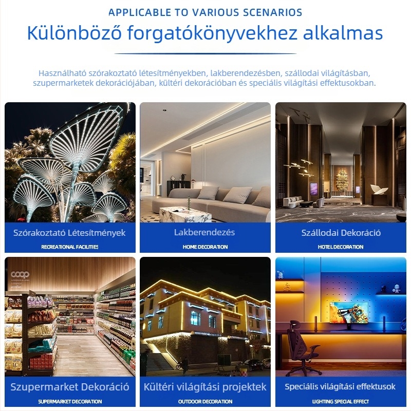 24V belső LED-szalag, 10 m tekercs, 120 LED 2835, 3000K/4000K/6500K, 120° fénysugár, beépített telepítéshez