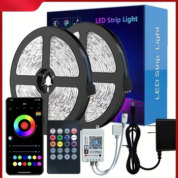 12V-os RGB LED-szalag 5050 LED-ekkel, gradiens színű, vízálló, öntapadós, 5 m hosszú, 60 LED, távirányító, fényerő-szabályozható, a TV hátteréhez és otthoni dekorációhoz