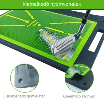 Golf ütő edző matrac pályaszerű mintával és paillettes díszítéssel