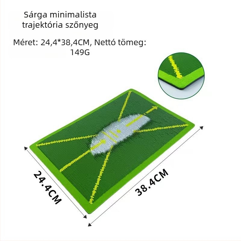 Golf ütő edző matrac pályaszerű mintával és paillettes díszítéssel