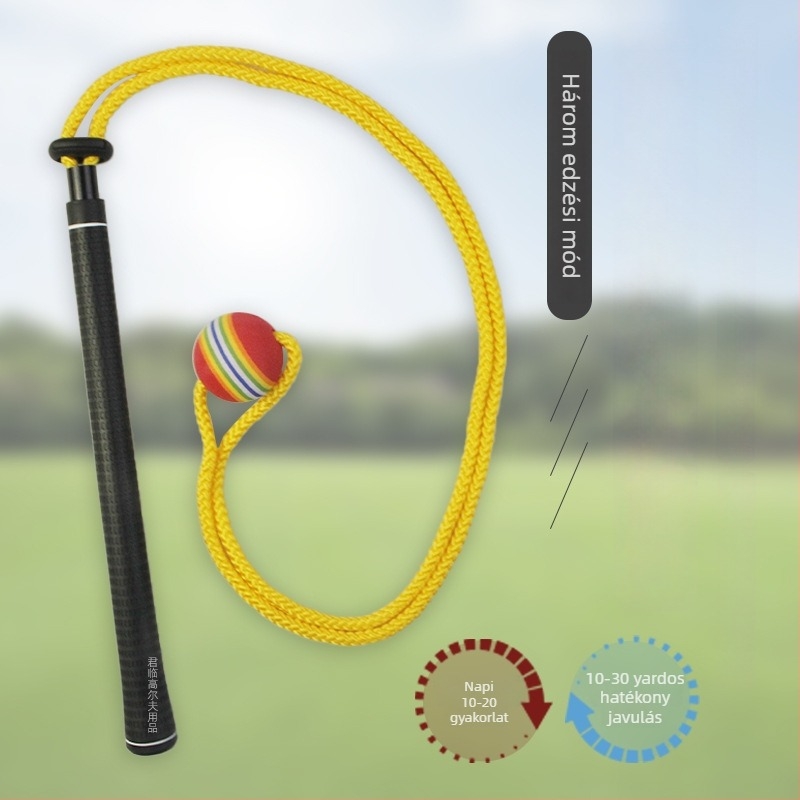 Golf swing edzőhúr, puha golyófejjel és elasztikus kötéssel az izommemória és a testtartás fejlesztéséhez