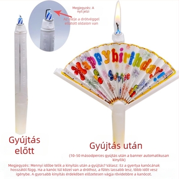 Ventilátor formájú születésnapi gyertya kinyíló dizájnnal, sütemény ihletésű kreativitás, automatikus meglepetés és áldások üzenetek a parti dekorációhoz