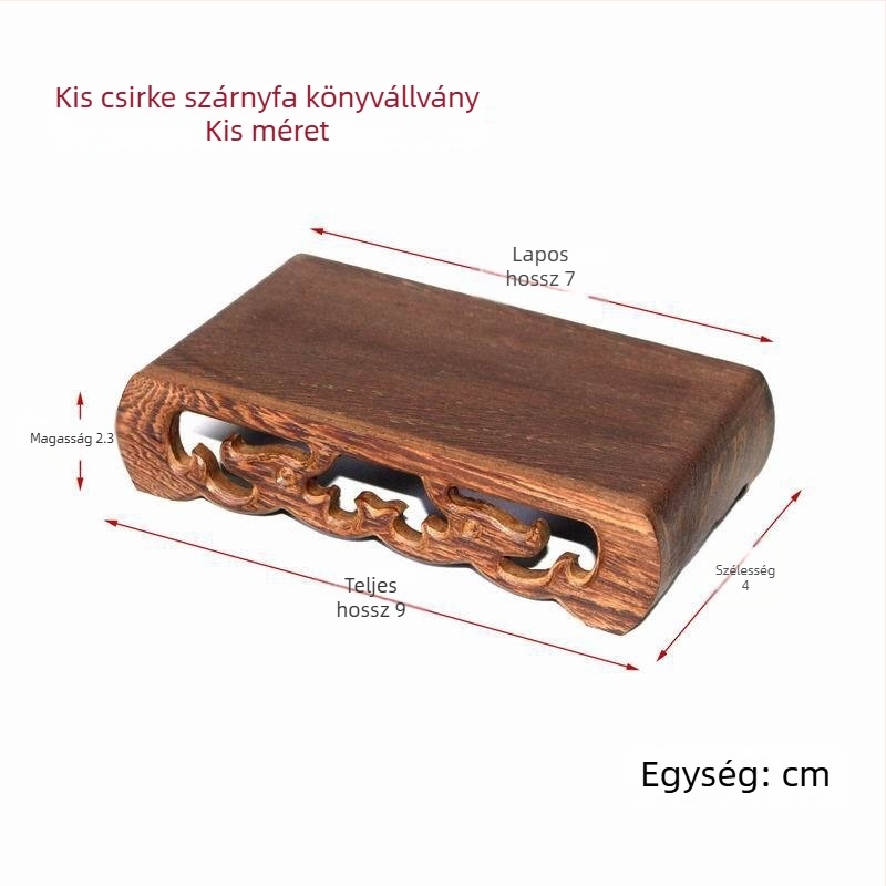 Fából készült Buddha szobor téglalap alakú alapzattal és kő talppal; bonsaihoz vagy vázához dekorációként